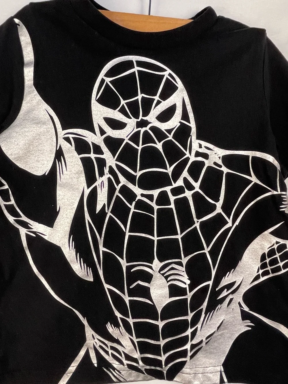 Marvel Black Kids Spider-Man Silver Graphic One-Piece